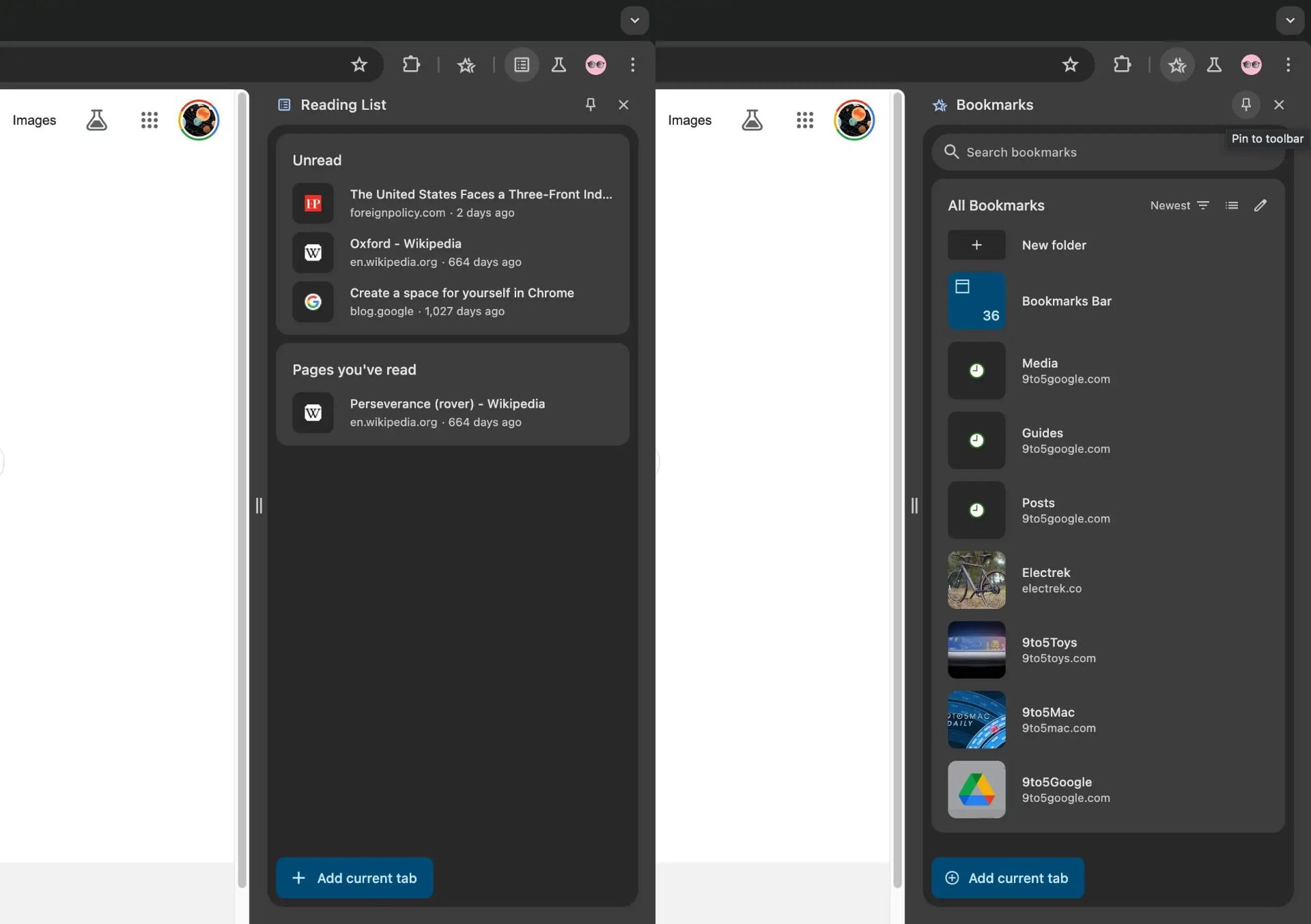 نسخه جدید پنل کناری کروم