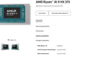 مشخصات تراشه هوش مصنوعی AMD Ryzen AI 9 HX 375