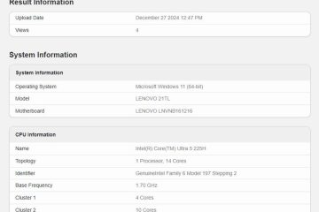 امتیاز گیک بنچ پردازنده اینتل Core Ultra 5 225H