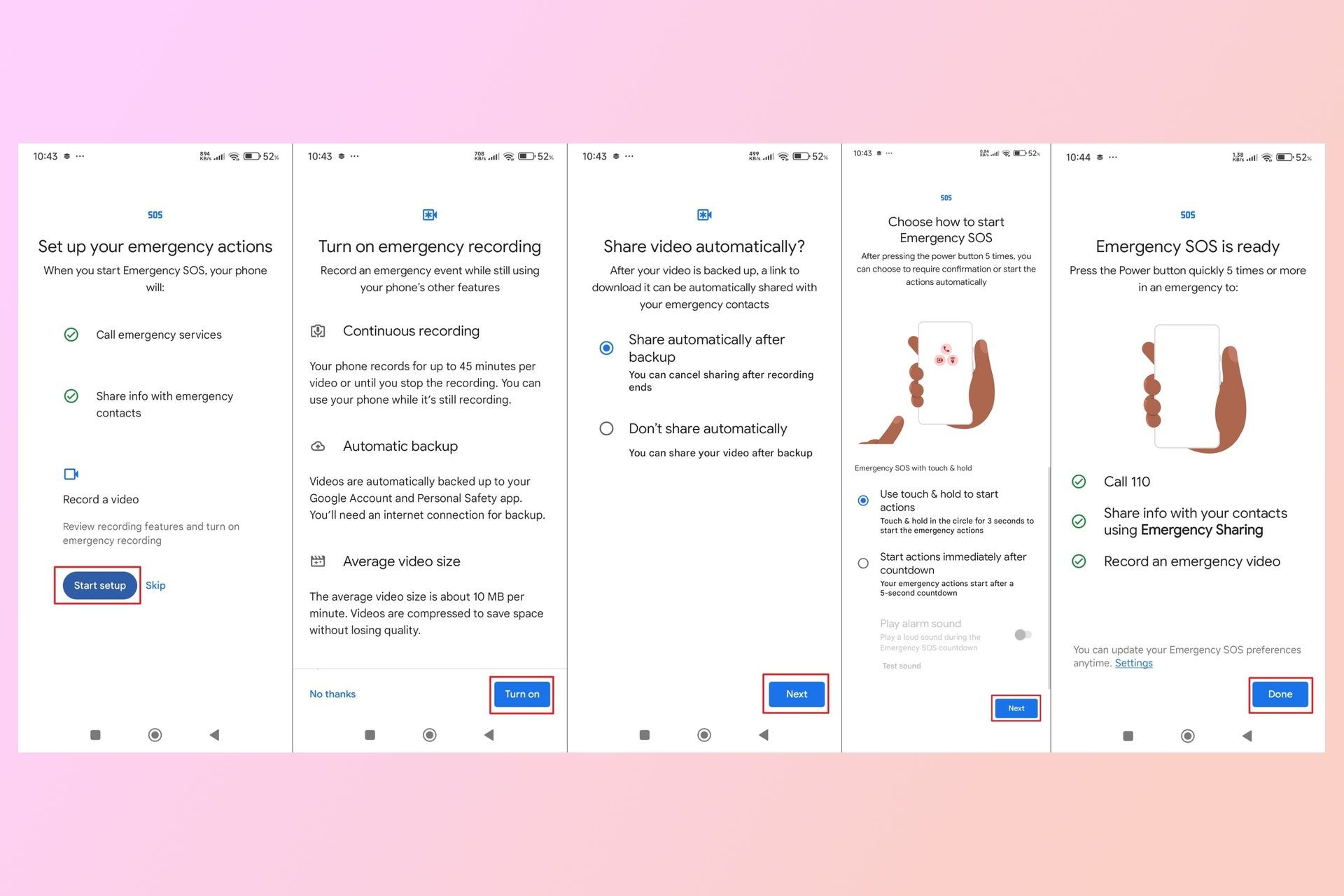 فعال‌سازی قابلیت پیام اضطراری در گوشی اندروید - قدم پنجم