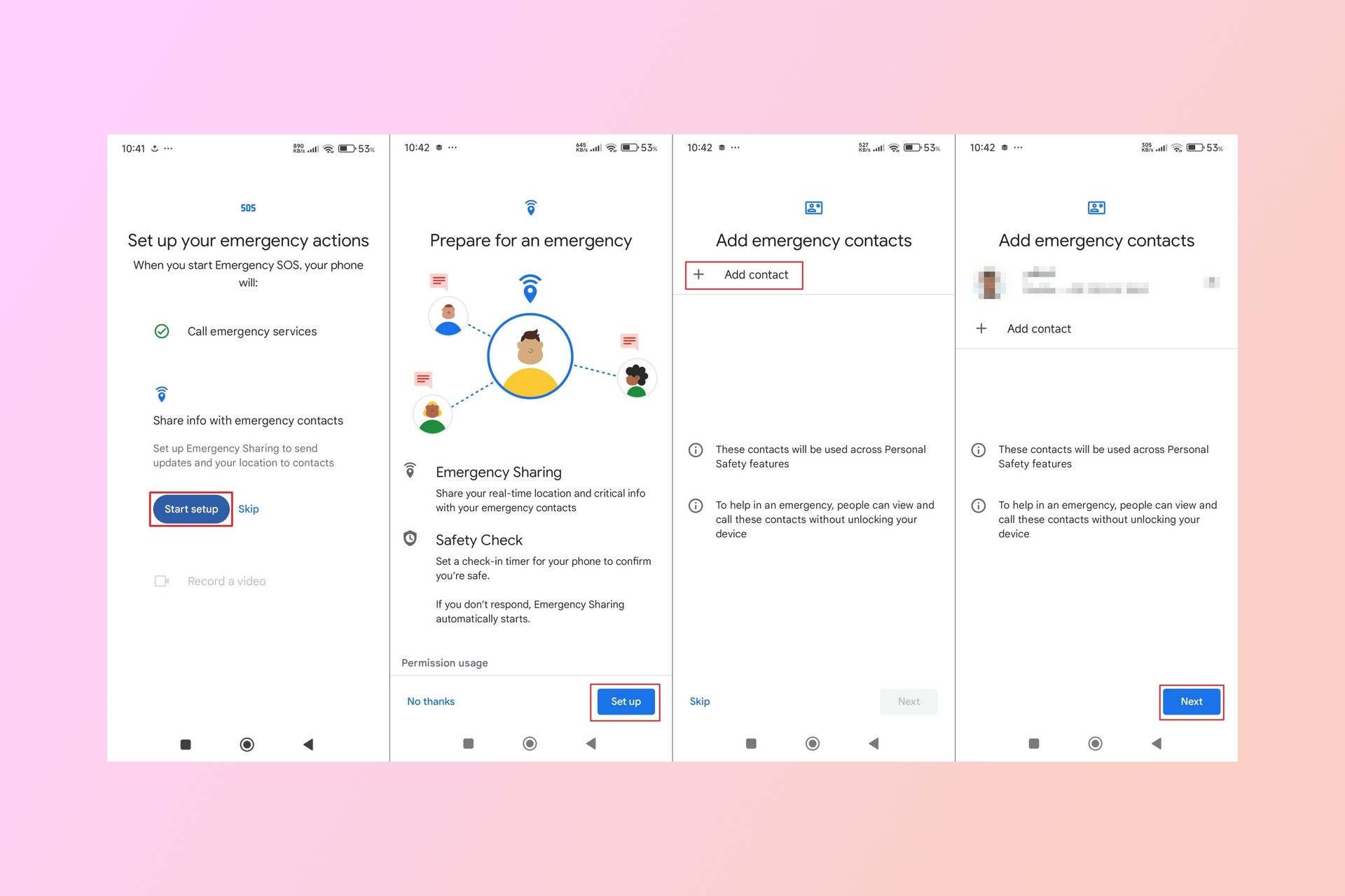 فعال‌سازی قابلیت پیام اضطراری در گوشی اندروید - قدم سوم