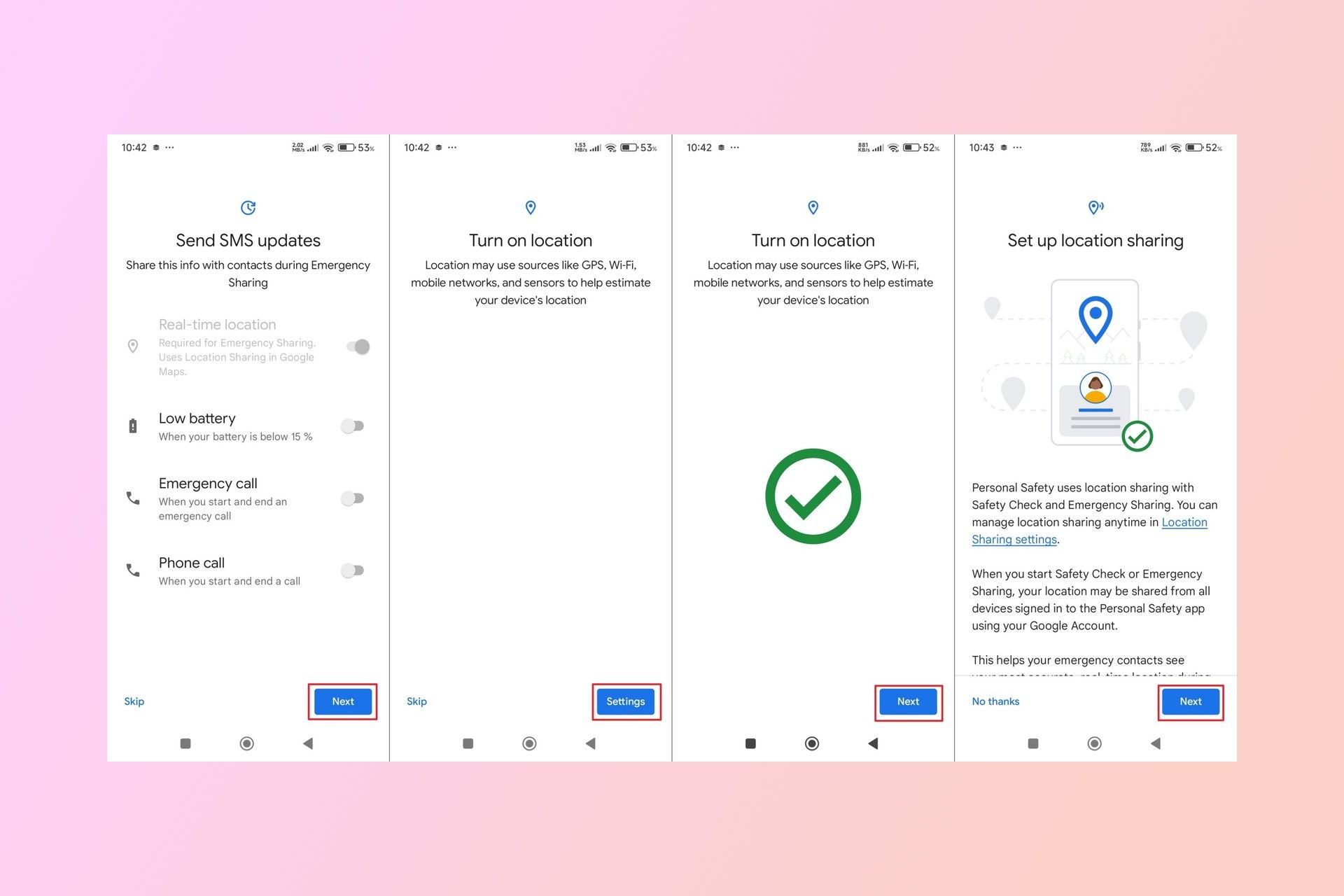 فعال‌سازی قابلیت پیام اضطراری در گوشی اندروید - قدم چهارم