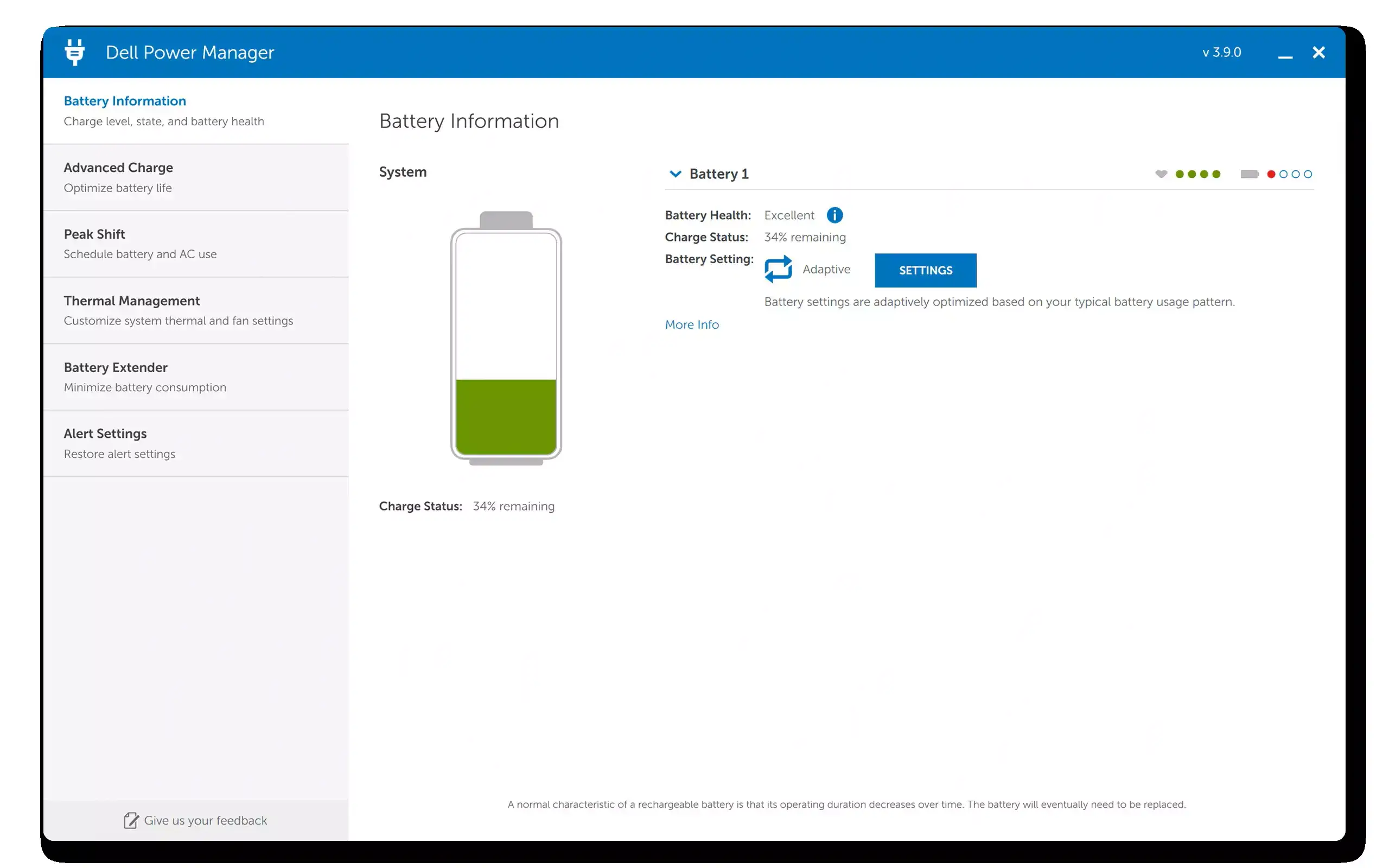 بررسی سلامت باتری با استفاده از Dell Power Manager