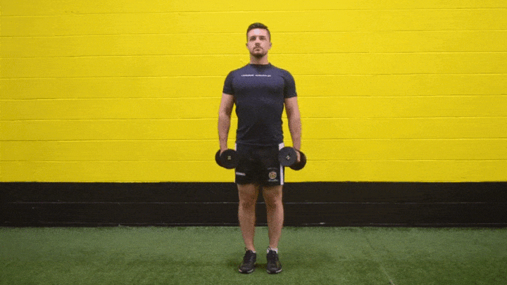 حرکات بدنسازی با دمبل؛ ۲۷ تمرین و انواع حرکات با دمبل_سلوادور 77 ورزش با دمبل - حرکت بالابردن جانبی بازوها